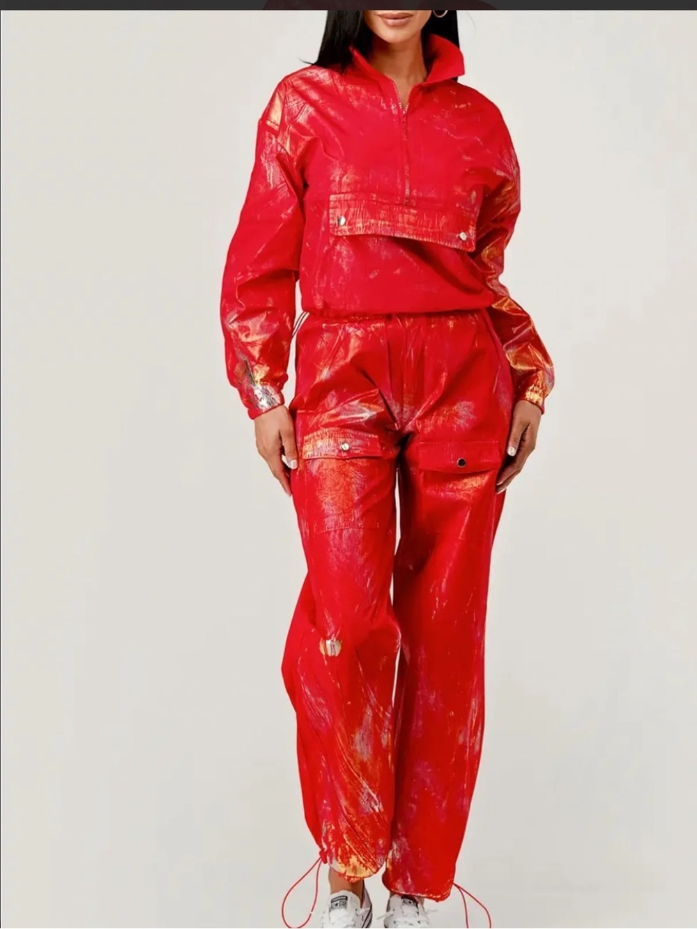 New cherry Mellow Women's Red Paint-Effect Track Joggers size M set